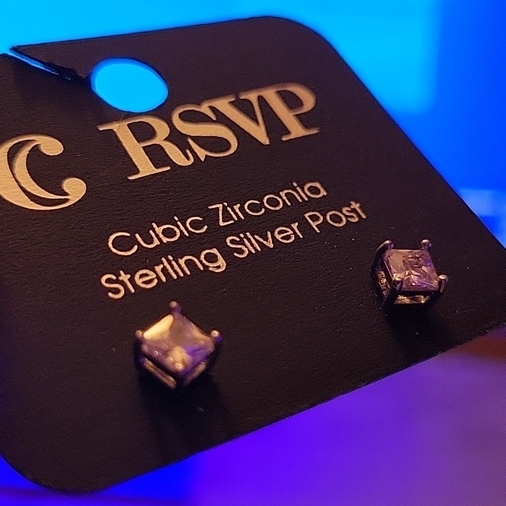 Cubic Zirconia Sterling Silver Post Earrings C RSVP
